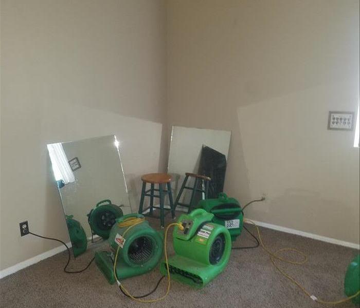 SERVPRO drying equipment setup in the same room