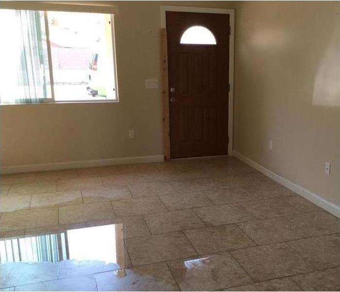 The living room of a flooded house